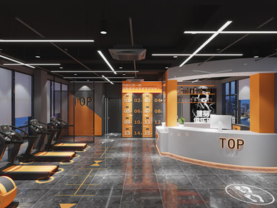现代健身房大堂前台接待区