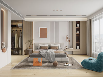现代卧室、衣帽间
