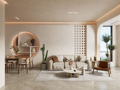 侘寂风客厅餐厅