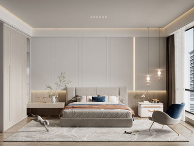 现代轻奢卧室、休闲椅子