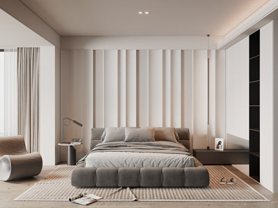 现代卧室、单人沙发