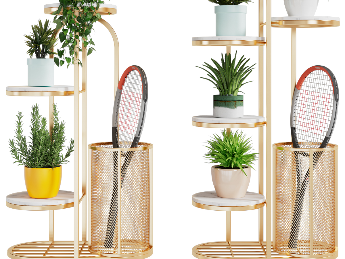 现代花架盆栽植物