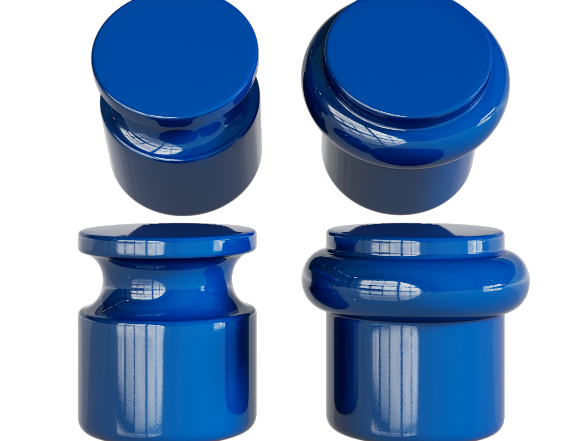 现代蓝色圆形边几角几