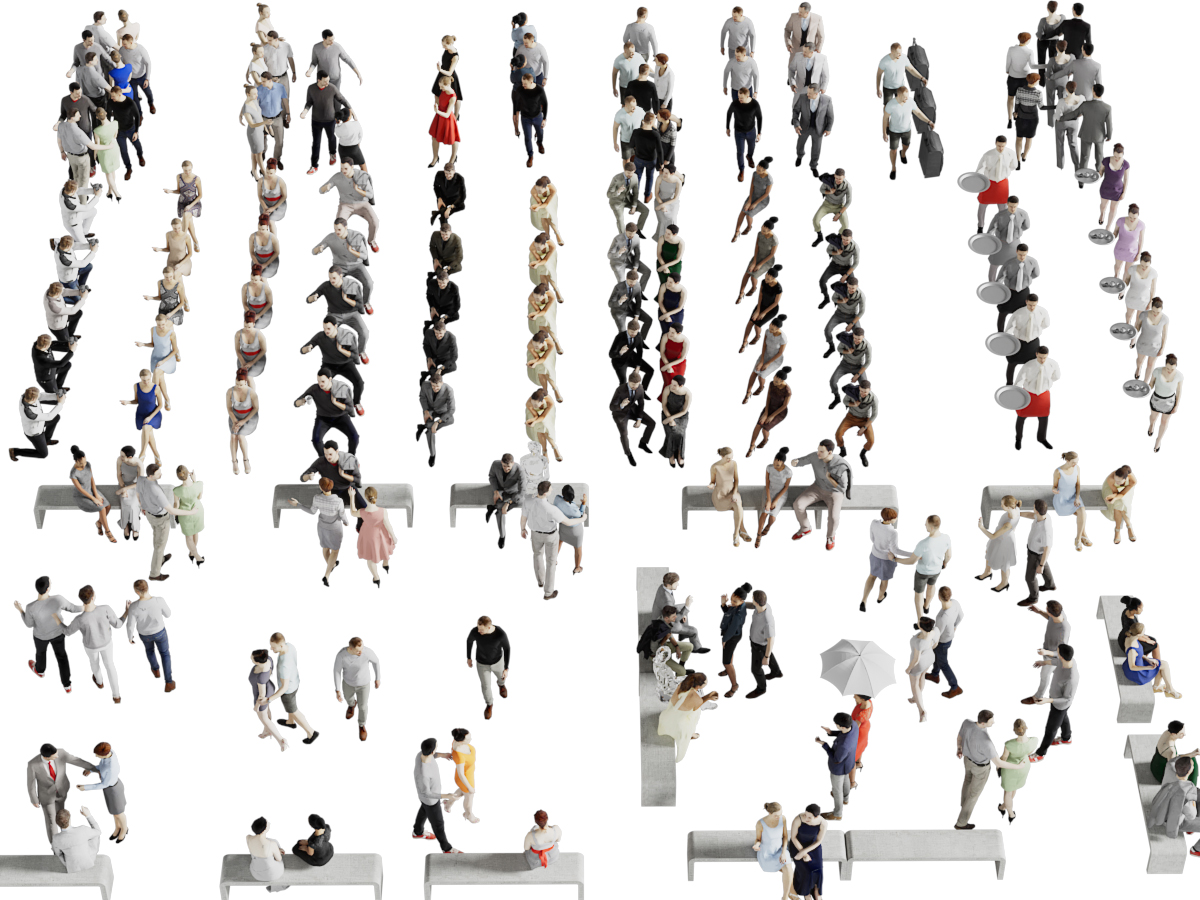 坐着聊天的多人人群人物3d模型 坐着聊天的多人人群人物