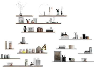 现代墙面隔板摆件组合