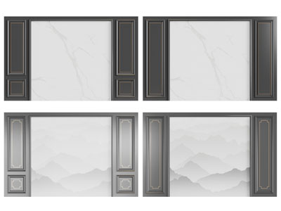 新中式背景墙3d模型 新中式背景墙