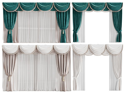 欧式带帘头的窗帘窗纱