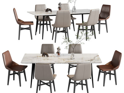 现代大理石餐桌椅组合