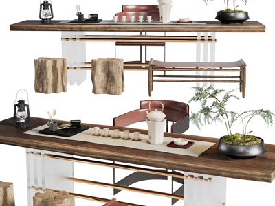 新中式实木茶桌椅组合