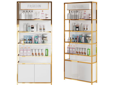 现代轻奢化妆品展示柜、货架3d模型 现代轻奢化妆品展示柜、货架