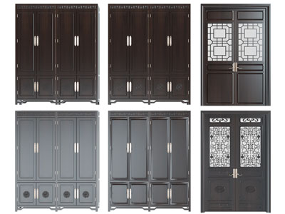 新中式实木衣柜、雕花双扇平开门