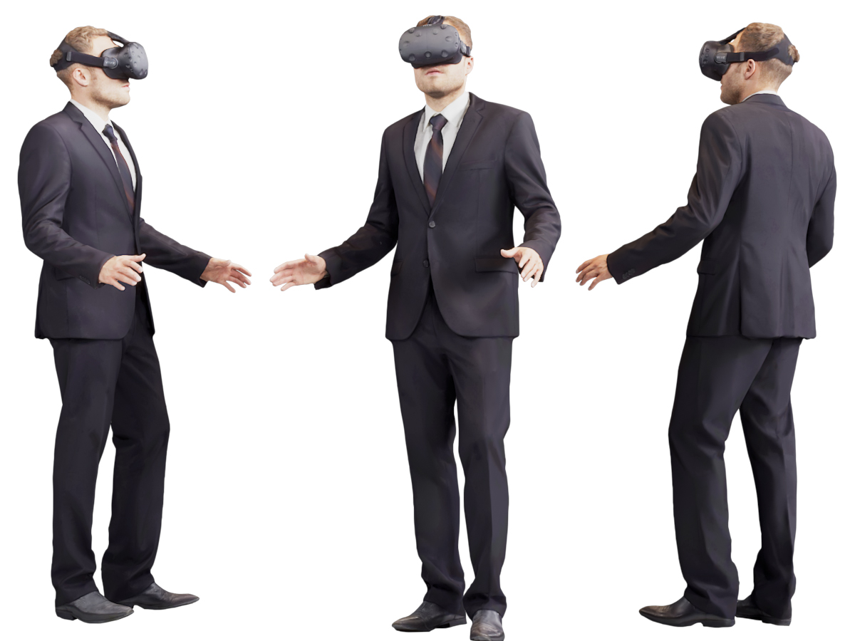 带着VR眼镜的男人人物