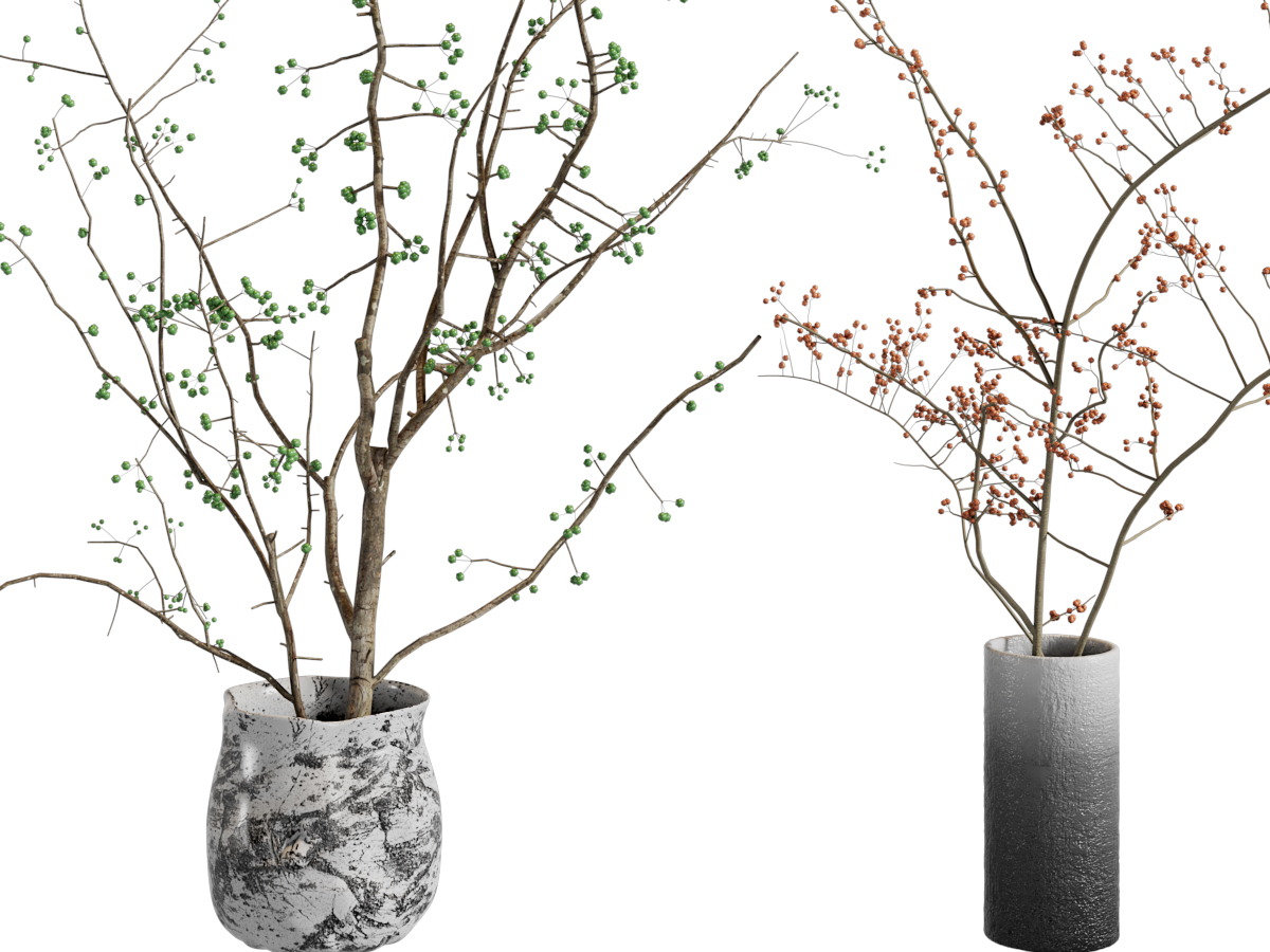 现代陶艺花瓶树枝摆件