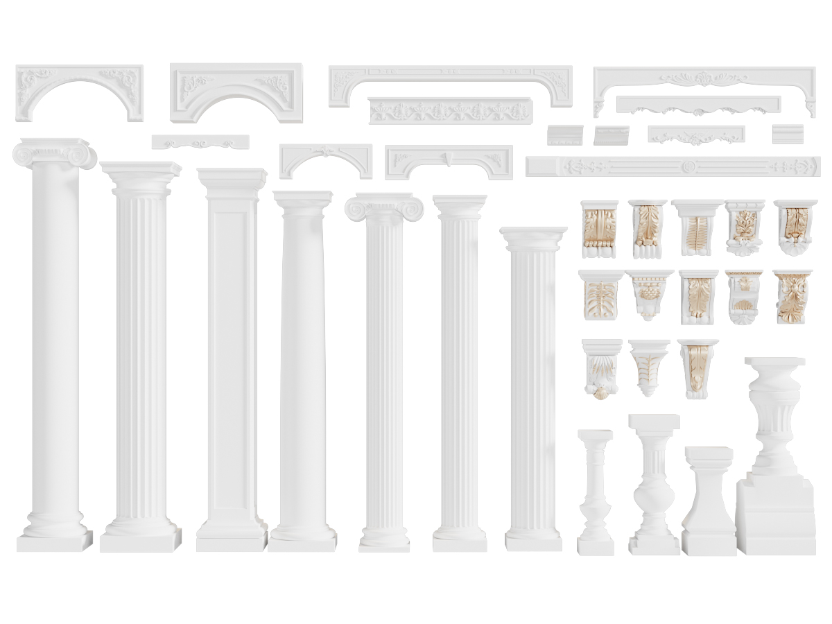 欧式罗马柱子、柱托、柱头3d模型 欧式罗马柱子、柱托、柱头