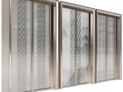 新中式双扇推拉门