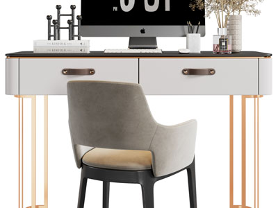 现代轻奢书桌椅组合