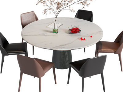 现代圆形餐桌椅组合