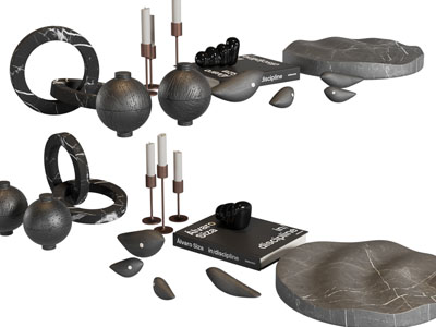 现代烛台、小鸟摆件组合