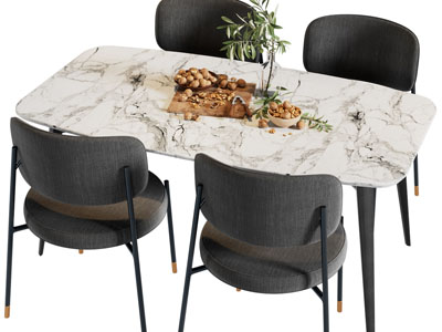 现代大理石餐桌椅组合