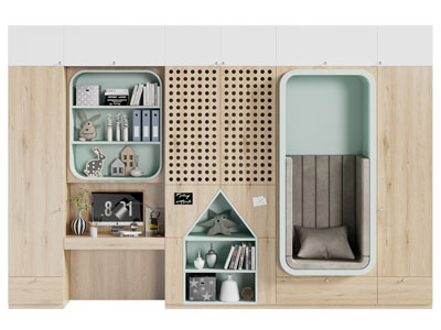 北欧儿童实木组合收纳装饰柜