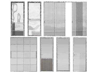 现代玻璃平开门、推拉门