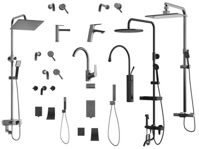 现代不锈钢淋浴花洒、水龙头