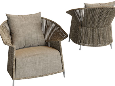 东南亚藤编单人沙发3d模型 东南亚藤编单人沙发