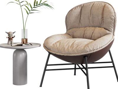 现代休闲椅子、边几