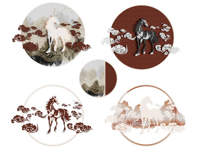 新中式马匹祥云墙饰挂件