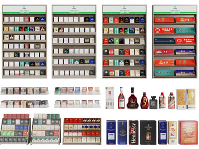现代烟酒货架、展示柜