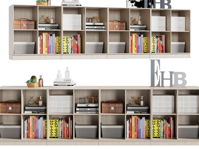 现代开放式方格书柜