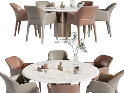 现代圆形餐桌椅组合