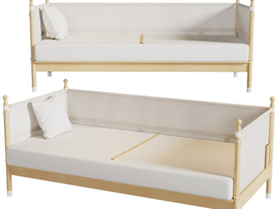 现代实木边框的儿童床