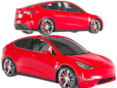 现代红色的轿车汽车3d模型 现代红色的轿车汽车