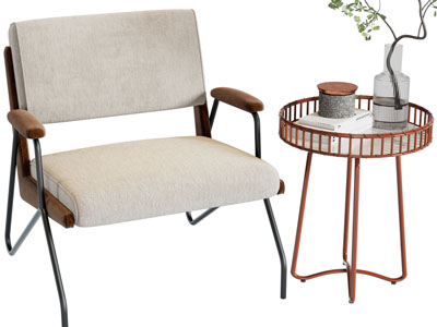 现代休闲椅子、边几