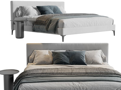 现代双人床、床头柜