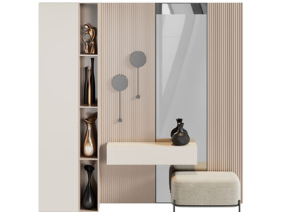 现代玄关装饰鞋柜、换鞋凳