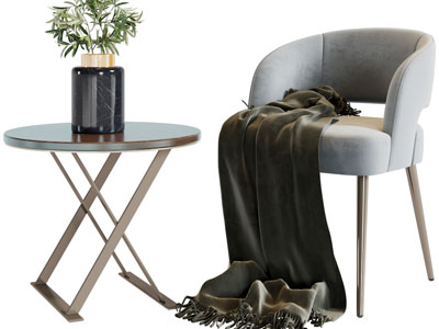 现代休闲椅子、边几