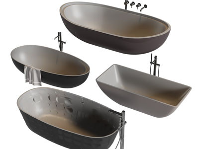 现代带水龙头的浴缸浴盆