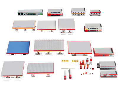 现代中石化加油站、指示牌、服务区大楼