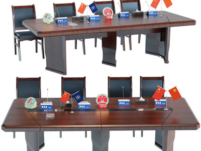 现代党建办公会议桌椅组合3d模型 现代党建办公会议桌椅组合