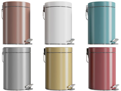 现代金属圆形踩踏式垃圾桶3d模型 现代金属圆形踩踏式垃圾桶