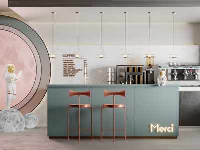 现代轻奢咖啡厅前台