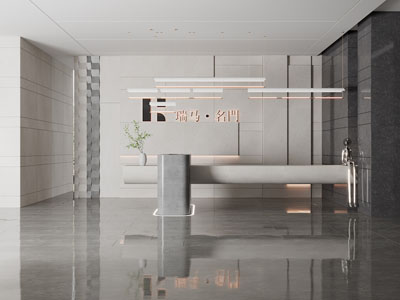 现代售楼处大堂前台接待区