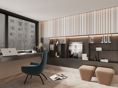 现代书房、装饰书柜