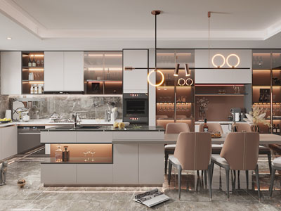 现代开放式厨房餐厅