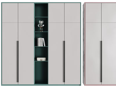 现代中间镂空四柜门衣柜3d模型 现代中间镂空四柜门衣柜