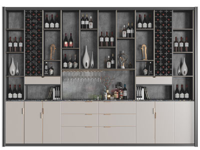 新中式上部开放式酒柜