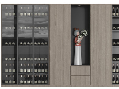 现代玻璃柜门酒柜