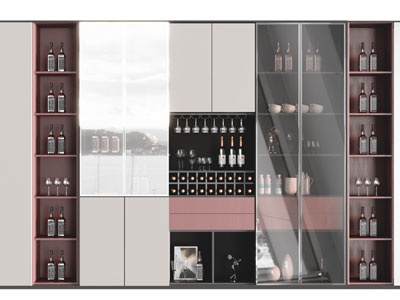 现代装饰玻璃柜门的酒柜